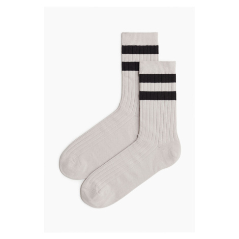H & M - Ponožky z žebrovaného úpletu - hnědá H&M