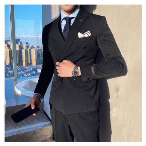 Luxusní oblek 2v1 dvouřadé sako s broží + kalhoty JFC FASHION