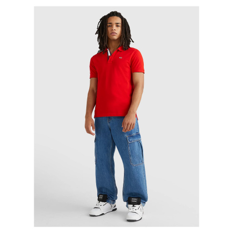 Tommy Jeans pánské červené polo triko Tommy Hilfiger