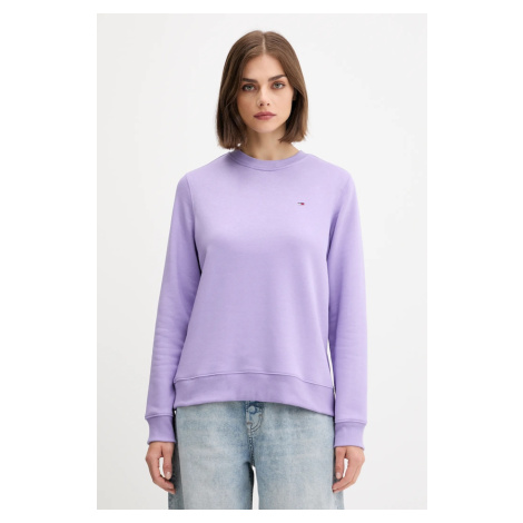 Mikina Tommy Jeans dámská, fialová barva, hladká, DW0DW19959 Tommy Hilfiger
