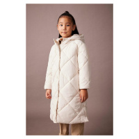 DEFACTO Girl's Water Repellent Hooded Quilted Long Coat