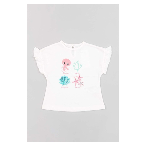 Bavlněné dětské tričko zippy bílá barva