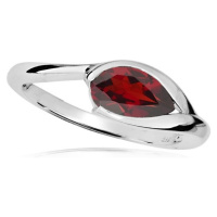 MOISS Elegantní stříbrný prsten s červeným granátem RG000 52 mm