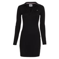 Tommy Jeans Dress - TJW LS SLIM V-NECK POLO DRESS black