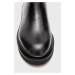 Kožené kozačky AllSaints MILO dámské, černá barva, na plochém podpatku, WF587X