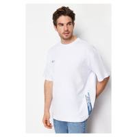 Trendyol White Oversize Text Printed 100% Cotton T-Shirt