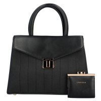 Elegantní sada dámské kabelky do ruky a peněženky Vittoria, černá