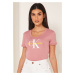 Calvin Klein Calvin Klein dámské růžové tričko Vegetable Dye Monogram Baby Tee