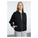 Trendyol Black Zippered Oversize/Wide Fit Knitted Sweatshirt