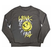 Blink 182 mikina, Sweatshirt Big Smile Sleeve Print Charcoal Grey, pánská