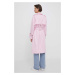 Trench kabát Mos Mosh dámský, růžová barva, přechodný, dvouřadový