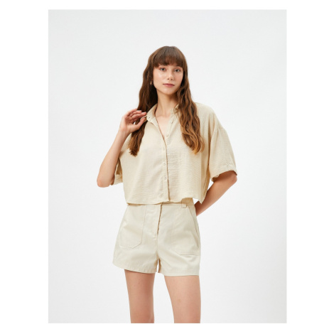 Koton Crop Short Sleeve Shirt with Buttons in a relaxed fit