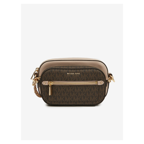 Hnědo-béžová dámská kožená crossbody kabelka Michael Kors