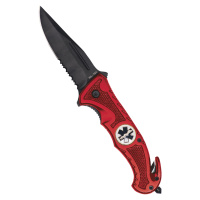 Zavírací nůž RESCUE Mil-Tec® s kombinovaným ostřím – černý – Červená
