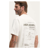 Bavlněné tričko Pepe Jeans AUSTIN bílá barva, s potiskem, PM509631