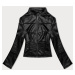 Černá dámská bunda ramoneska s ažurovými vsadkami J Style (11Z8103)