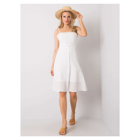 Bílé dámské šaty na ramínka -white Bílá Rue Paris