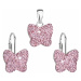 Evolution Group Sada šperků s krystaly Swarovski náušnice a přívěsek růžový motýl 39144.3