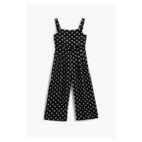 Koton Girl's Strappy Wide Leg Polka Dot Jumpsuit with Front Tie 3skg40016aw