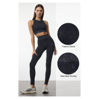 Trendyol Dark Navy Washed Seamless Full Length Knitted Sports Leggings