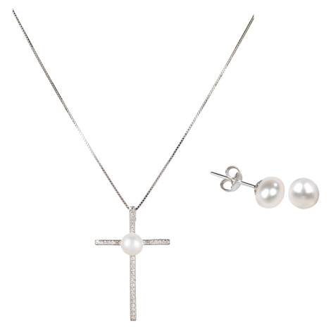 JwL Luxury Pearls Zvýhodněná perlová souprava šperků JL0026 a JL0455
