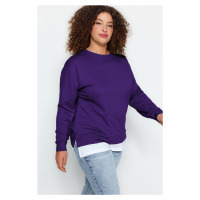 Trendyol Curve Purple Thin Knitted Sweatshirt with a T-Shirt-like Bottom Look