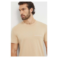 Bavlněné tričko Calvin Klein Jeans béžová barva, s potiskem, J30J324671