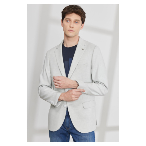 ALTINYILDIZ CLASSICS Men's Light Gray Slim Fit Slim Fit Mono Collar Dobby Blazer Jacket AC&Co / Altınyıldız Classics