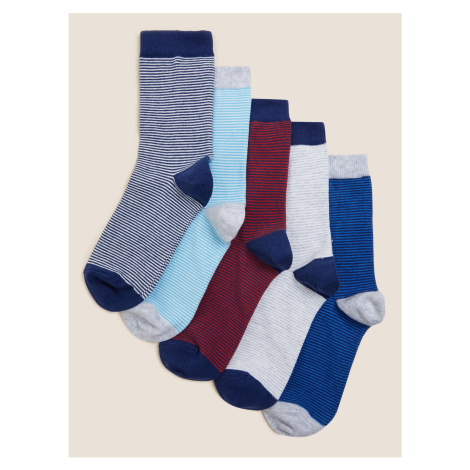 5 párů proužkovaných ponožek s vysokým podílem bavlny Marks & Spencer vícebarevná