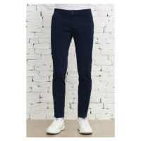 ALTINYILDIZ CLASSICS Men's Navy Blue Slim Fit Slim Fit Trousers with Side Pockets, Cotton Flexib