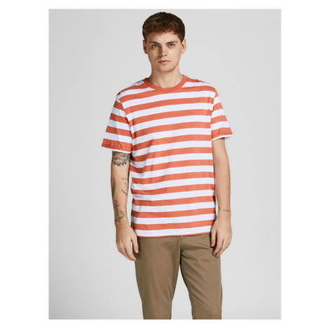 Bílo-oranžové pruhované tričko Jack & Jones Tropic