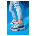 LuviShoes BUREN Blue-Grey Women's Mesh Thick Sole Sports Sneakers