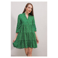 Bigdart 2322 Vzorované Šaty - Smaragdově Zelená