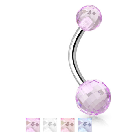 Piercing do pupíku, chirurgická ocel a akryl - Disco Ball - Barva piercing: Růžová Šperky eshop