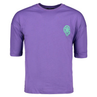 Trendyol Purple Oversize/Wide Cut Short Sleeve Geometric Printed 100% Cotton T-shirt