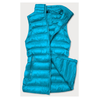 Světle modrá krátká dámská prošívaná vesta (23077-243)