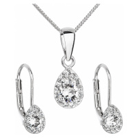 Evolution Group Sada šperků s krystaly Swarovski náušnice, řetízek a přívěsek bílá 79044.1
