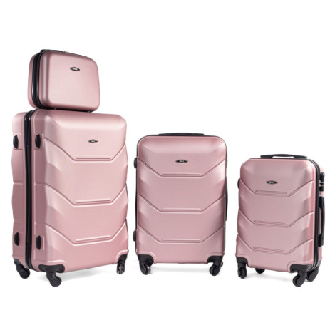 Rogal Zlato-růžová sada 4 luxusních skořepinových kufrů "Luxury" - S (20l), M (35l), L (65l), XL
