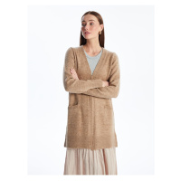 LC Waikiki Shawl Collar Plain Long Sleeve Women's Knitwear Cardigan