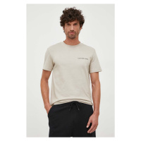 Bavlněné tričko Calvin Klein Jeans béžová barva, s aplikací