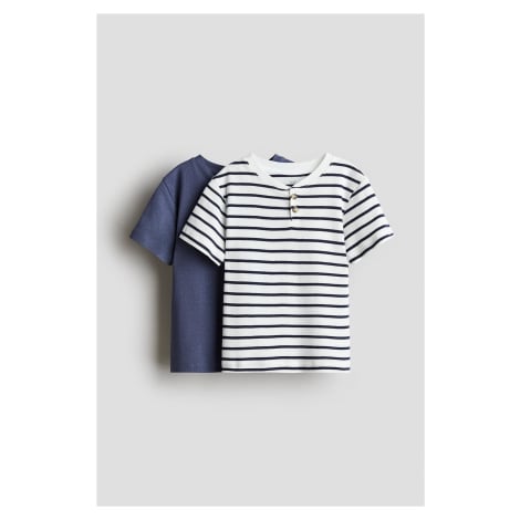 H & M - Tričko henley 2 kusy - modrá H&M