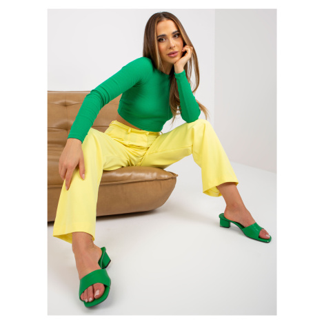 RUE PARIS světle žluté látkové kalhoty se širokou nohavicemi Fashionhunters