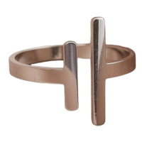 STYLE4 Prsten s nastavitelnou velikostí - dvě čáry, stříbrná ocel