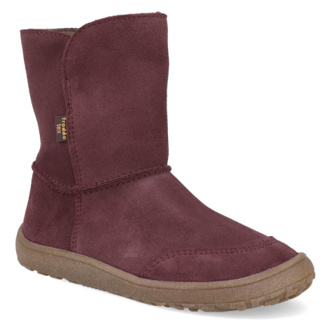 Barefoot kozačky Froddo - Tex Suede Bordeaux vínové