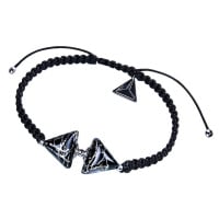 Lampglas Elegantní náramek Double Black Marble Triangle s ryzím stříbrem v perlách Lampglas BTA-
