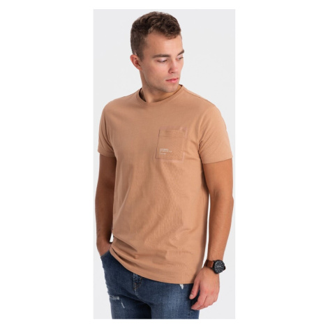 Ombre Pánské tričko s krátkým rukávem Themphie světle Hnědá
