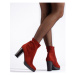 Daszynski Módní dámské červené kotníčkové boty na širokém podpatku ruznobarevne