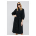 Bavlněné šaty Polo Ralph Lauren černá barva, midi