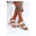 Kožené elegantní sandály na podpatku Laura Messi 2768