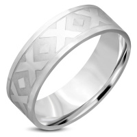 Prsten stříbrné barvy z chirurgické oceli - motiv 